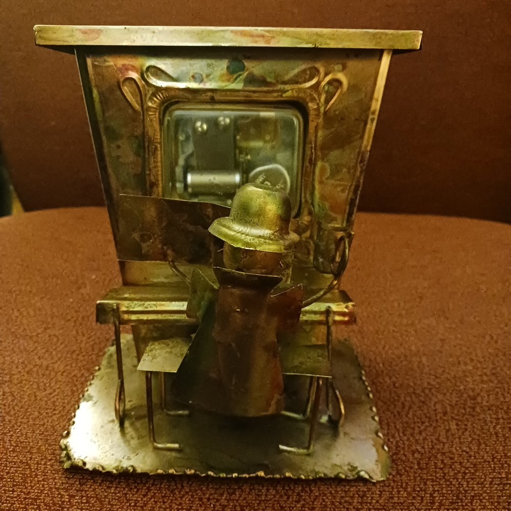 Vintage Hand CraftedMetal as Cooper and Brass Music Box  with Piano Player